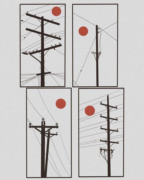 Telephone Pole, Mises En Page Design Graphique, Dibujo Simple, Doodle Tattoo, Design Artwork, Mini Drawings, Minimal Tattoo, Pen Art, Japanese Tattoo