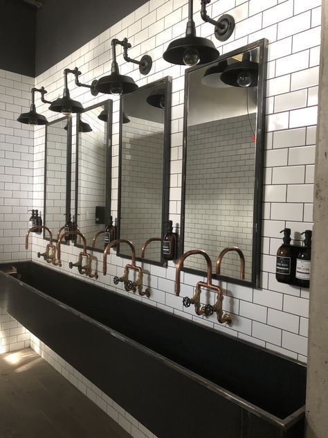 Locker Room Bathroom Ideas, Game Room Bathroom, Public Bathroom Aesthetic, Bar Bathroom Ideas, Commercial Bathroom Ideas, Church Bathroom, Wash Basin Design, Bathroom Designs Ideas, Commercial Bathroom Designs