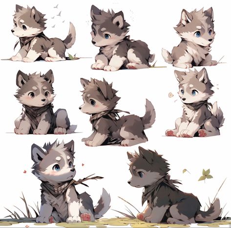 Free To Use Wolf Cute Drawing, Chibi Wolf Drawing, Cute Wolf Art, Wolf Cartoon Drawings, Wolf Cartoon Character, Baby Wolf Drawing, Manga Wolf, Cute Wolf Art Kawaii, Kawaii Wolf Chibi