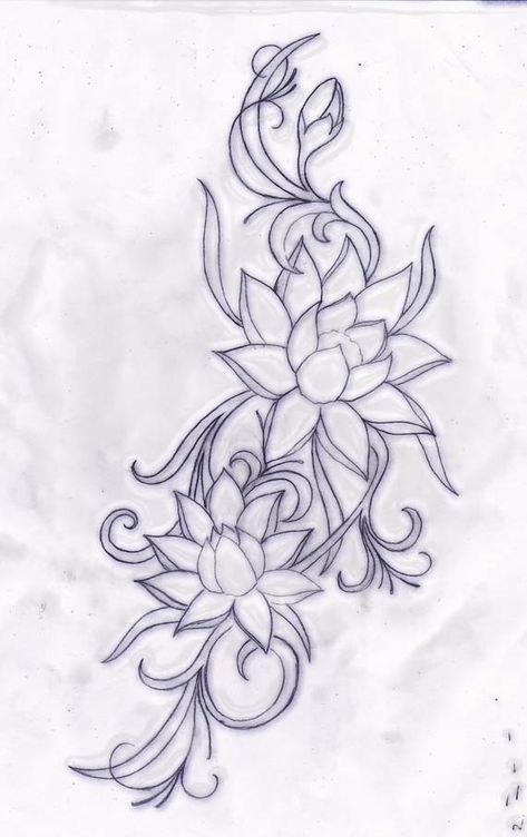 Water Lily Tattoo Design Half Sleeves, Lotus And Lily Tattoo, Lilly Flower Tattoo Designs Simple, Water Lily Tattoo Design, Water Lily Tattoo, Water Lily Tattoos, Lily Tattoo Design, Flower Tattoo On Side, Lily Flower Tattoos