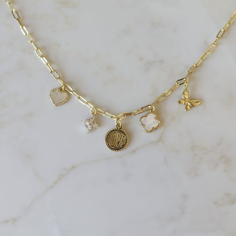 New – Haven & Haddie Charm Necklace Inspo Gold, Charm Necklace Diy How To Make, Hobby Lobby Necklace Diy, Necklace Charm Ideas, Hobby Lobby Charm Necklace, Cute Charm Necklaces, Chain Charm Necklace, Dainty Charm Necklace, Diy Charm Necklace