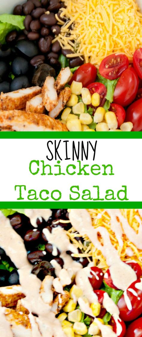 Healthy Filling Meals, Chicken Taco Salad, Chili Chicken, Chicken Taco, Homemade Dressing, Chili Lime, Taco Salad, Lime Chicken, Filling Recipes