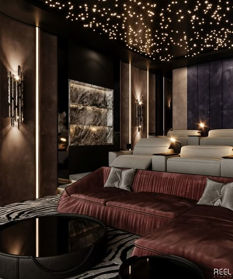 Home Theatre Design Interiors, Modern Theater Room, Home Cinema Design, Home Theatre Design, Bar Lounge Design, Classic Bedroom Design, Classy Interior, Home Theater Room Design, Theater Room Design