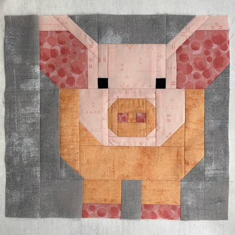 Grace and Peace Quilting: Fab Farm SAL--Buta/Pig🐷 Farm Animal Quilt Blocks, Pieced Animal Quilt Blocks, Farm Quilt Blocks, Fab Farm Quilt, Farm Quilt Patterns Free, Pig Quilt Block Pattern Free, Farm Animal Quilt Patterns Free, Animal Quilt Blocks Free Pattern, Pig Quilt Pattern