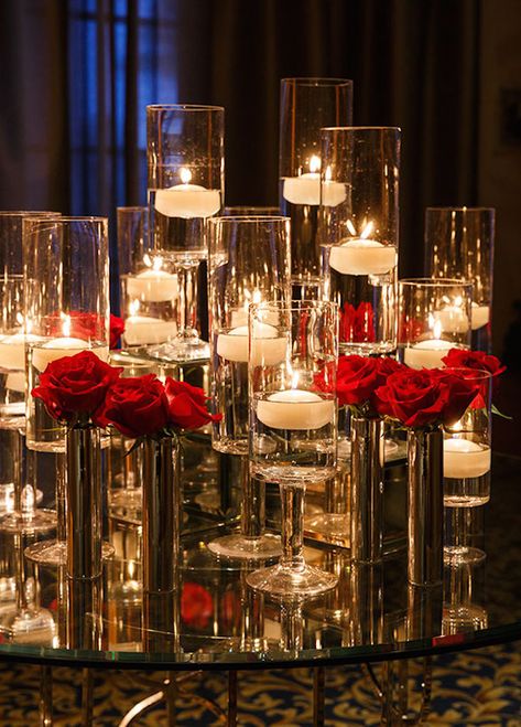 White And Gold Wedding Themes, White Floating Candles, Red Wedding Theme, Red Rose Wedding, Holiday 2024, Gold Wedding Theme, Red Candles, Floating Candles, Wedding Candles