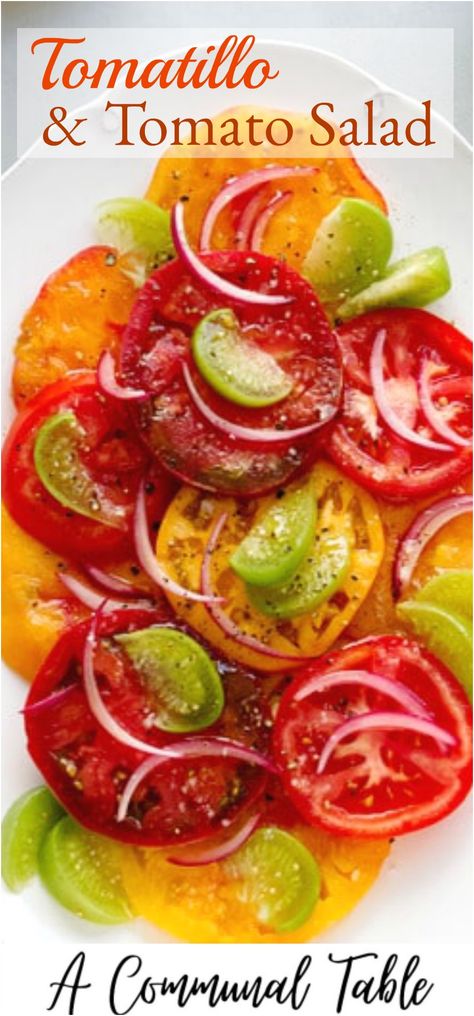 Tomatillo Salad, Tomatillo Recipes, Tomato Salad Recipe, Heirloom Tomato Salad, Produce Recipes, Tomato Salad Recipes, Recipe Salad, Summer Grilling Recipes, Summer Recipe