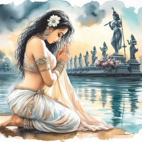 Krishna stuti(Prayers)! | Cinesign's Blog Devotee Of Krishna, Adi Parashakti, Evening Prayers, Paintings Nature, Watercolor Scenery, Krishna Drawing, Cool Optical Illusions, Indian Art Gallery, Shiva Parvati