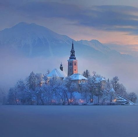 Lake Bled, Slovenia Foggy Night, Julian Alps, Lake Bled, Editorial Magazine, Amazing Pictures, Lots Of Money, Travel Insurance, Making Friends, Cologne Cathedral