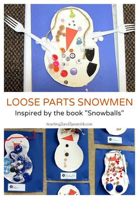 After reading the book "Snowballs", our preschoolers had fun at the art table making these winter snowmen using loose parts. Creative Art Activities For Preschoolers, Fluffy Paint, Art Activities For Preschoolers, Creative Snowman, Art For Preschoolers, Creative Art Activities, Winter Theme Preschool, Snowman Art, Snowmen Activities