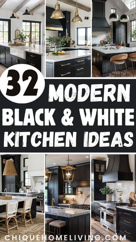 32 Modern Black and White Kitchen Ideas to Inspire You 67 32 Modern Black and White Kitchen Ideas to Inspire You Black Dishwasher In Kitchen, Kitchen Cabinet Color Ideas Black Countertop, Black Kitchen Cabinets With Stainless Steel Appliances, Black Countertops Black Cabinets, Black Cabinets With Black Countertops, Modern Black Kitchen Cabinets, Black Island Countertop, Black On Black Kitchen, Kitchens With Black Cabinets