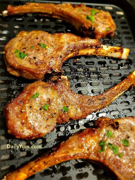 Lamb Rib Chops, Lollipop Lamb Chops, Air Fryer Lamb, Daily Yum, Steak Sandwiches, Lamb Steaks, Air Fryer Pork Chops, Lamb Chop Recipes, Air Fryer Cooking Times