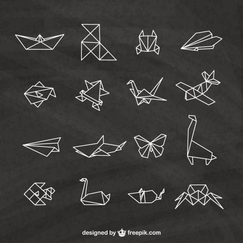 Origami Outline, Origami Embroidery, Origami Drawing, Origami Vector, Tatoo Dog, Geometric Fish, Origami Tattoo, Animal Outline, Origami Butterfly