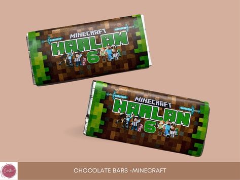 minecraft theme party, personalised chocolate bars, party favours, birthday favours, minecraft party, personalised minecraft, minecraft Bar Minecraft, Personalised Chocolate Bars, Minecraft Party Favors, Birthday Favours, Minecraft Theme, Personalized Chocolate Bars, Shower Favors Baby, Personalised Chocolate, Paper Party Decorations