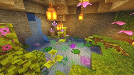 Indoor Pond Minecraft, Frog Exhibit Minecraft, Axolotl Tank Ideas Minecraft Cave, Lush Cave Enchanting Room Minecraft, Frog Cage Minecraft, Axolotl Tank Ideas Minecraft In Wall, Minecraft Axolotl Habitat Cave, Minecraft Small Aquarium, Frog Terrarium Minecraft