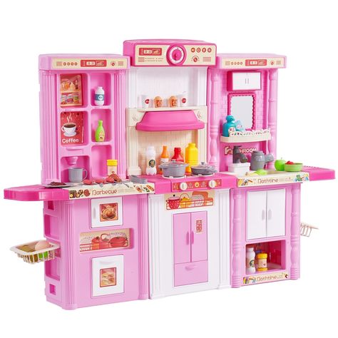 Toddler Kitchen Playset: This play kitchen is perfect for group play, with the option to use each part separately or combine them. Kitchen Realistic, Kitchen Set For Kids, Realistic Kitchen, Kitchen Toy Set, Kitchen Playset, Toddler Kitchen, Kitchen Toy, Wooden Play Kitchen, Play Kitchens