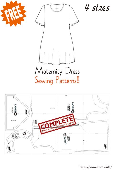 This is the pattern of Maternity Dress. inch size(letter size) Ladies'-S,M,L,LL cm size(A4 size) Ladies'-S,M,L,LL Added the number of fabric meters required for each size ❤️The production process is now uploaded to the site. Maternity Sewing Patterns Free, Mood Patterns, Maternity Dress Pattern, Maternity Pattern, Maternity Sewing Patterns, Maternity Sewing, Japanese Sewing Patterns, Free Sewing Patterns, Japanese Sewing