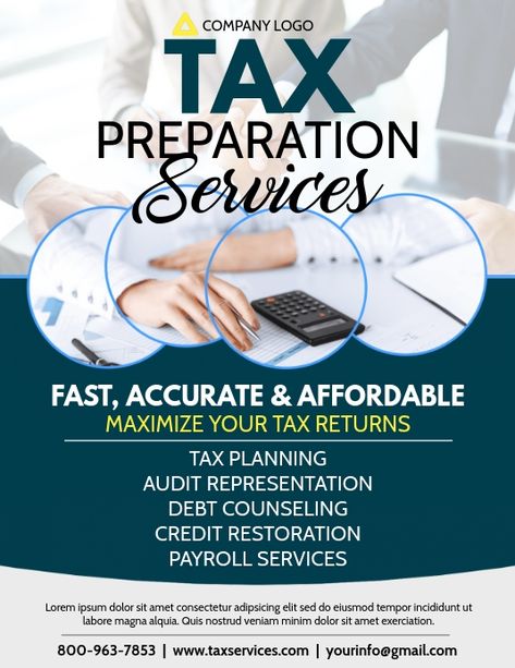 tax services, tax preparation, tax ads, tax accountant flyers, income tax flyers, tax professional services. Tax Season Advertising, Income Tax Preparation, Tax Consulting, Tax Day, Tax Prep, Tax Accountant, Tax Time, Business Flyers, Bookkeeping Services