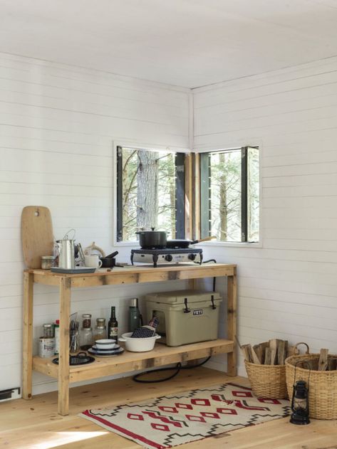 Kitchen Roundup: 4 Low-Impact Deconstructed Kitchens - Remodelista Deconstructed Kitchen, It’s Complicated Kitchen, Homemade Shelves, Ceramic Water Filter, One Room Cabin, Weekend House, Pantry Items, Restaurant Tables, Built In Cabinets