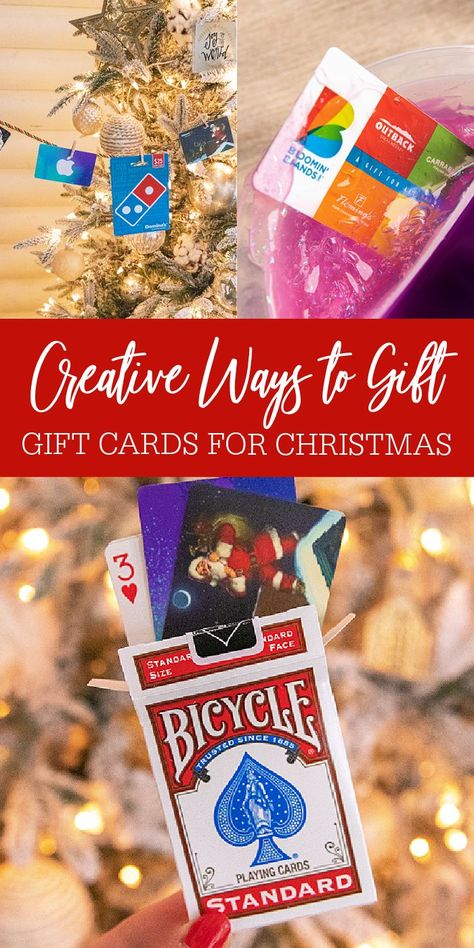 Creative Ways to Give Gift Cards at Christmas Time! Ways To Give Gift Cards, Teen Christmas Gift, Christmas Gift Cards, Teen Christmas Gifts, Bicycle Playing Cards, Diy Gift Ideas, Diy Presents, Christmas Gift Card, Great Teacher Gifts