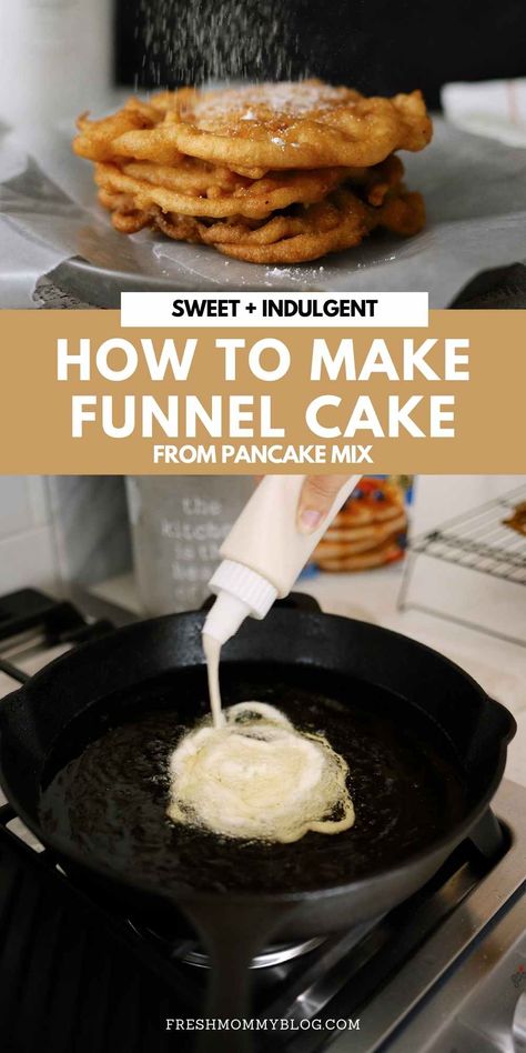 Blackstone Funnel Cake, Diy Funnel Cake Pancake Batter, Funnel Cake Waffles, Blueberry Funnel Cake, Pancake Batter Funnel Cake, Dessert With Pancake Batter, Funnel Cakes With Pancake Mix Easy, Funnel Cake With Pancake Mix Recipe, Funnel Cake Recipe Easy Pancake