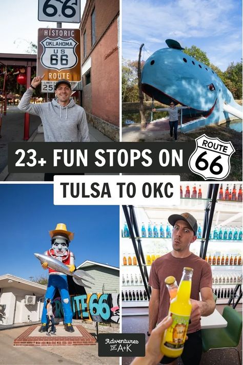 Route 66 Tulsa to Oklahoma City Route 66 Map, Route 66 Oklahoma, Route 66 Trip, Oklahoma Travel, Tulsa Oklahoma, Route 66 Road Trip, Road Trip Routes, Travel Oklahoma, Road Trippin