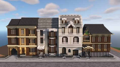 Minecraft City Restaurant, City Build Minecraft, Minecraft University Building, Minecraft European Buildings, Minecraft City Buildings Modern, Minecraft City Decorations, Minecraft Townhouse Ideas, Minecraft Victorian City, Courthouse Minecraft