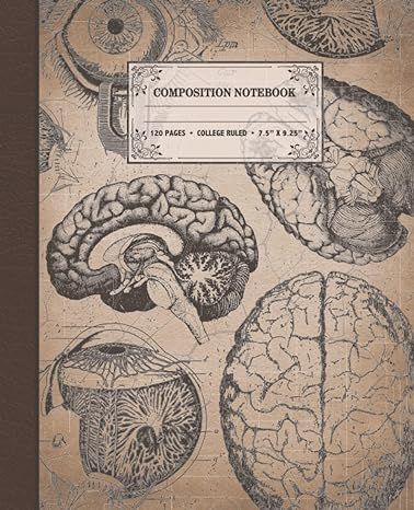 Unique design for medical students and doctors. Great gift idea for writers, students or anyone who loves vintage style notebooks. Aesthetic Brain, Human Brain Anatomy, Brain Illustration, Kawaii School, Brain Anatomy, Antique Aesthetic, Kawaii School Supplies, Notebook Cover Design, Composition Book