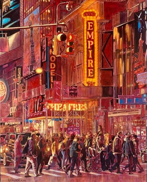 Theatre Painting Ideas, Theater Painting, Theatre Painting, Cinema Painting, Dream Dorm, City Canvas, Playlist Covers, Dorm Decor, Art Aesthetic