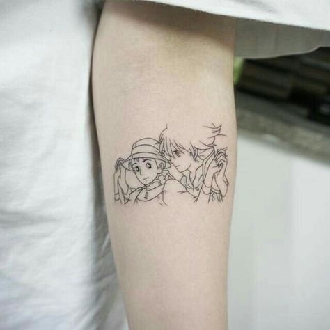 Howl's Moving Castle Tattoo, Tatuaje Studio Ghibli, Studio Ghibli Tattoo, 하울의 움직이는 성, Ghibli Tattoo, Inspiration Tattoos, Howl's Moving Castle, Modern Tattoos, Dream Tattoos