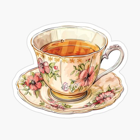 Get my art printed on awesome products. Support me at Redbubble #RBandME: https://www.redbubble.com/i/sticker/Vintage-tea-party-by-newtotem/163380988.EJUG5?asc=u Vintage Stickers Scrapbooking, Vintage Theme Stickers Printable, Victorian Aesthetic Stickers, Stickers Aesthetic Cute, Tea Stickers Printable, Stickers Aesthetic Vintage, Realistic Stickers, Tea Stickers Aesthetic, Victorian Stickers Printable