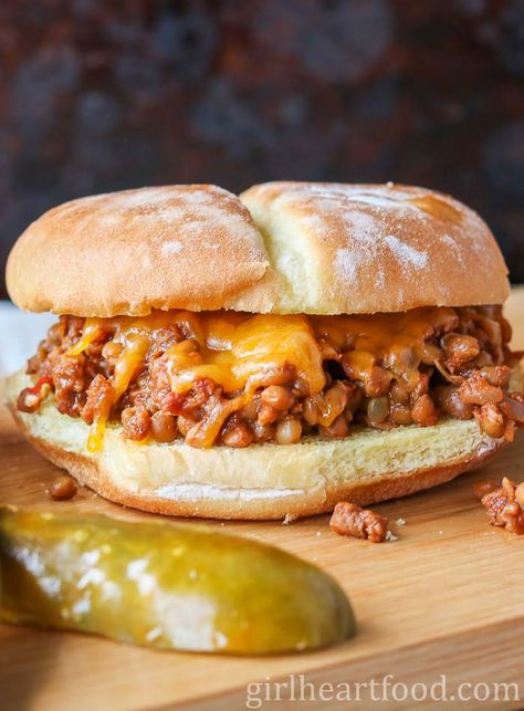 A twist on a classic, these Vegan Sloppy Joes will knock your socks off! Loaded with lentils, a soy based crumble and spices, this one pot comfort food meal will satisfy the hunger bug every time! #vegansloppyjoes #sloppyjoerecipe #lentilsloppyjoes #onepotrecipe #easydinnerrecipe #plantbasedrecipe Vegetarian Sloppy Joes, Homemade Sloppy Joe Sauce, Lentil Sloppy Joes, Sloppy Joe Recipe Easy, Vegan Sloppy Joes, Homemade Sloppy Joe Recipe, Vegan Protein Recipes, Homemade Sloppy Joes, Hearty Dinner Recipes