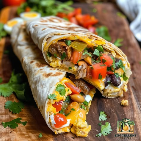 Southwest Egg Wrap Recipe Egg And Cheese Wrap, Bean Burritos, Black Beans Corn, Egg Wrap, Brunch Bread, Wrap Recipe, Fluffy Eggs, Cheese Wrap, Breakfast Wraps