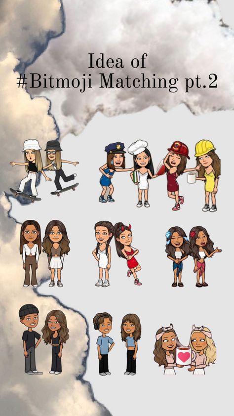 #bitmoji pt.2 Bitmoji Outfits Baddie, Snapchat Best Friends, Cute Snapchat Bitmoji Ideas, Beginner Full Body Workout, Snapchat Avatar, Bff Matching Outfits, Bitmoji Outfits, Bff Matching, Easter Nail Designs