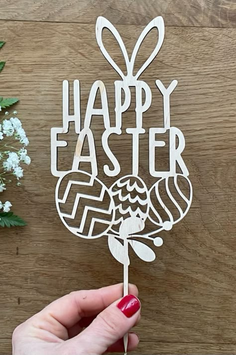 Cake Topper Packaging, Easter Toppers, Lézervágott Fa, Easter Cake Toppers, Easter Cupcake Toppers, Copper Wood, Easter Printables Free, Diy Cake Topper, Laser Cut Wood Crafts