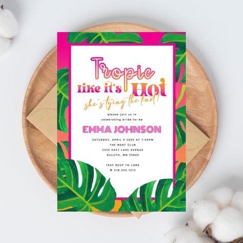 Tropic Like It's Hot Bachelorette Party Invitation | #pink #orange #bachelorette #trendy #bacheloretteparty #bridalshower #tropoical #tropiclikeit'shot #bacheloretteweekend #beach Pink Orange Bachelorette, Orange Bachelorette, Trendy Bachelorette, Trendy Bachelorette Party, Celebrity Bride, Bachelorette Party Invitation, Tropical Bridal Showers, Tropical Bridal, Invitation Pink