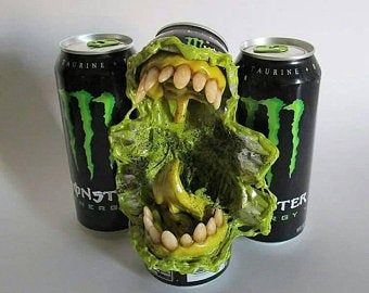 TravisMullinsArt on Etsy Monster Cans Diy, Arte Aries, Bakugou And Uraraka, Zombie Lover, Diy Monsters, Monster Crafts, Monster Energy Drink, Photos Booth, Clay Art Projects