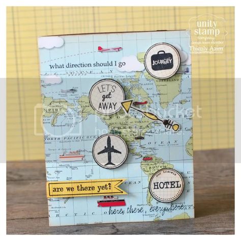 mod paperie: Are we there yet? - Happy National Scrapbooking Day! Travel Card, Unity Stamp Company, Unity Stamps, 카드 디자인, Travel Cards, Going Places, Team Member, Male Cards, Masculine Cards