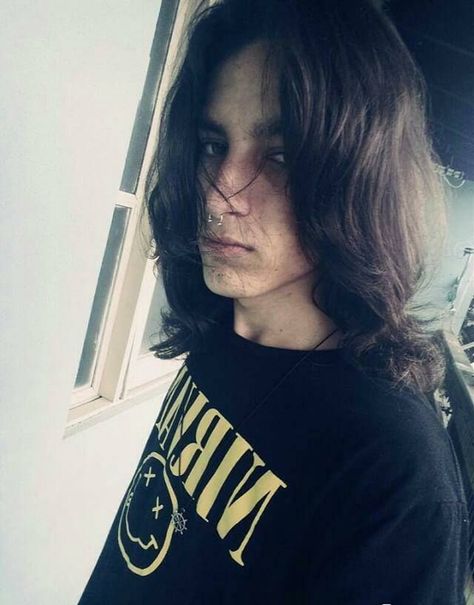 Longhaired Metalhead, Metalhead Boy, Grunge Guy, Metalhead Guy, Man With Long Hair, Metal Boy, Grunge Guys, Long Dark Hair, Boys Long Hairstyles