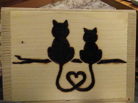 Cats - handkerchief box Cat Wood Burning Ideas, Cat Wood Burning, Pyrography Designs, Wood Burning Stencils, Wood Burning Patterns, Wood Burning Art, Pyrography, Wood Burning, Wood