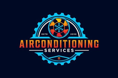 Ac Service Logo, Hvac Logo Design Heating And Cooling, Air Conditioner Logo Design, Air Conditioner Logo, Air Conditioning Design, Air Conditioning Logo, Air Conditioner Design, Hvac Design, House Heating