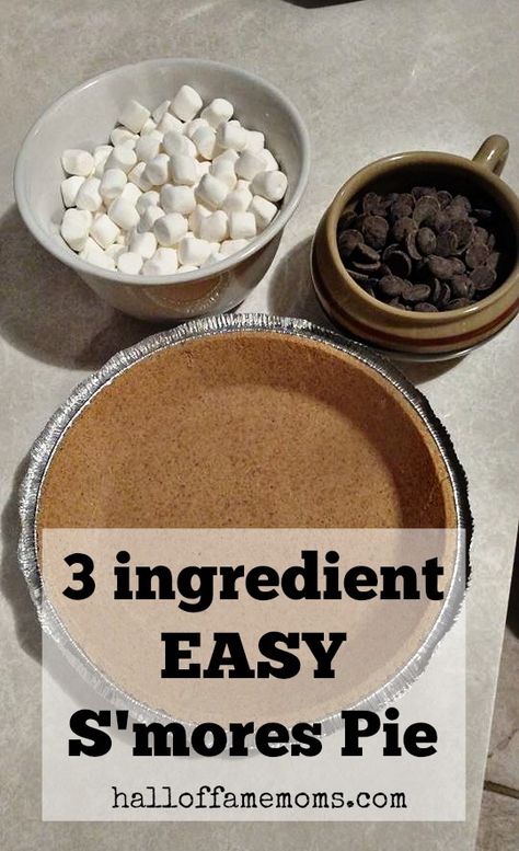 Smores Pie Recipe, Smores Treats, Summer Desserts Easy Healthy, Easy Smores, Smores Pie, Smores Dessert, 3 Ingredient Desserts, Smore Recipes, Deserts Easy