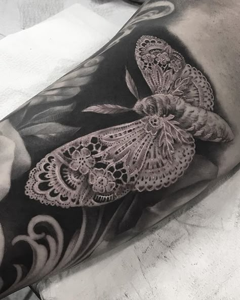 I got to tattoo this super fun white lace moth on @tattoo_candy yesterday! ✨ Lace Rose Tattoos, Moth Tattoo Ideas, Tattoo Ideas And Meanings, Moth Tattoo Meaning, Black Lace Tattoo, Traditional Moth Tattoo, Moth Tattoos, Tattoos And Their Meanings, Moth Tattoo Design