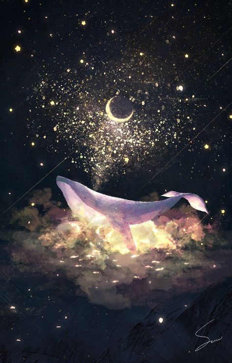 Celestial Whale, Idea For Wall, Good Drawings, Whale Illustration, Cats Design, Spongebob Wallpaper, Wallpapers Phone, Beautiful Wallpapers Backgrounds, Believe In Magic