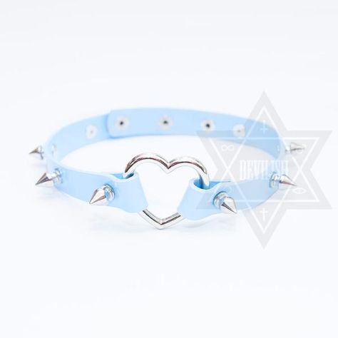 Pastel Blue Outfit, Pink Unicorn Wallpaper, Kitten Play Collar, Pastel Punk, Pastel Goth Outfits, Blue Choker, Pastel Grunge, Blue Aesthetic Pastel, Choker Collar