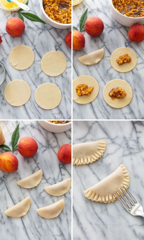 Glazed Peach Hand Pies Easy Hand Pies, Fried Peach Pies, Peach Hand Pies, Glazed Peaches, Dessert Pie Recipes, Hand Pie Recipes, Apple Hand Pies, Baked Peach, Hand Pie