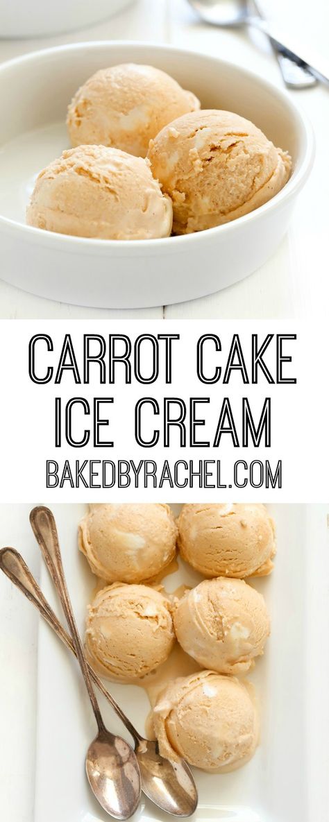 Blended Recipes, Easter Ice Cream, Carrot Cake Ice Cream, Eye Scream, Homemade Carrot Cake, Cake Ice Cream, Ice Cream Maker Recipes, Homemade Ice Cream Recipes, Sorbet Recipes