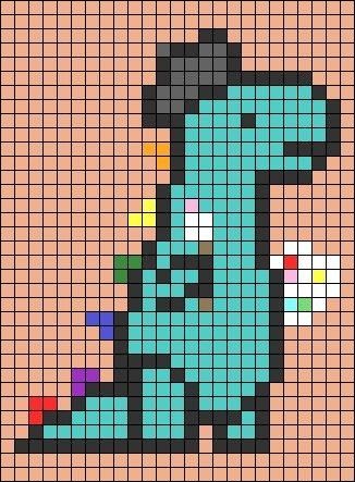 Cute Hama Beads Patterns, Pixel Art Pattern Words, Dino Cross Stitch Pattern, Pixel Art Grid Pattern, Pixel Art Pattern Easy Cute, Fun Pixel Art, 16 X 16 Pixel Art, Cool Pixel Art Grid, Minecraft Alpha Pattern