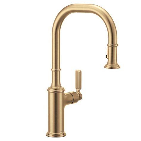 Smyth Bronzed gold one-handle high arc pulldown kitchen faucet -- 7770BZG -- Moen Moen Kitchen Faucet, Smart Faucet, Gold Faucet, Apron Front Sink, Shower Rods, Single Handle Bathroom Faucet, Sump Pump, Toilet Tank, Kitchen Faucets