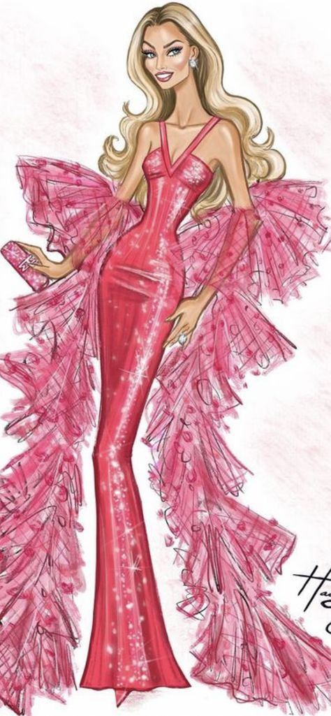 Hayden Williams Fashion Illustration - Margot Robbie channeling Superstar Barbie from 1977 in a custom Armani Privé gown Barbie Hayden Williams, Superstar Barbie Fashions, Hayden Williams Illustrations, Hayden Williams Fashion, Superstar Barbie, Fashion Dream Job, Hayden Williams, Bad Romance, Margot Robbie