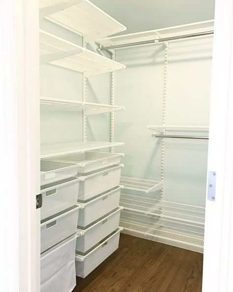 Simply Done: The Ultimate Elfa Closet Transformation Master Closet Layout, Elfa Closet, Ikea Closet Organizer, Closet Transformation, Simply Organized, Closet Ikea, Master Closet Organization, Closet Diy, Baby Closet Organization